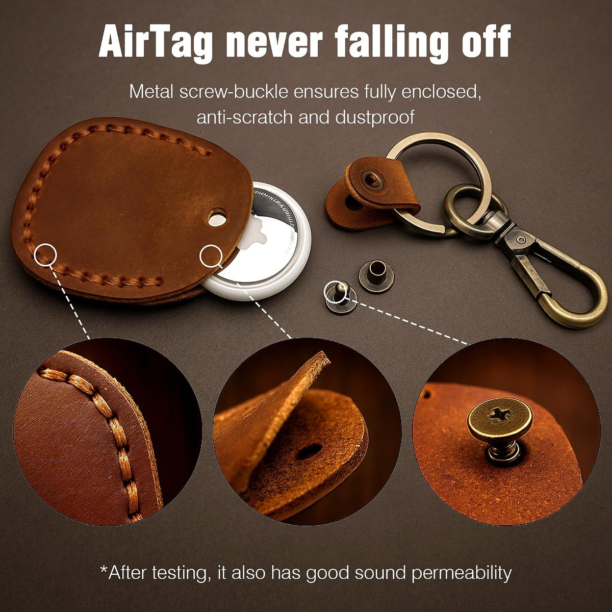 Genuine Leather AirTag Holder
