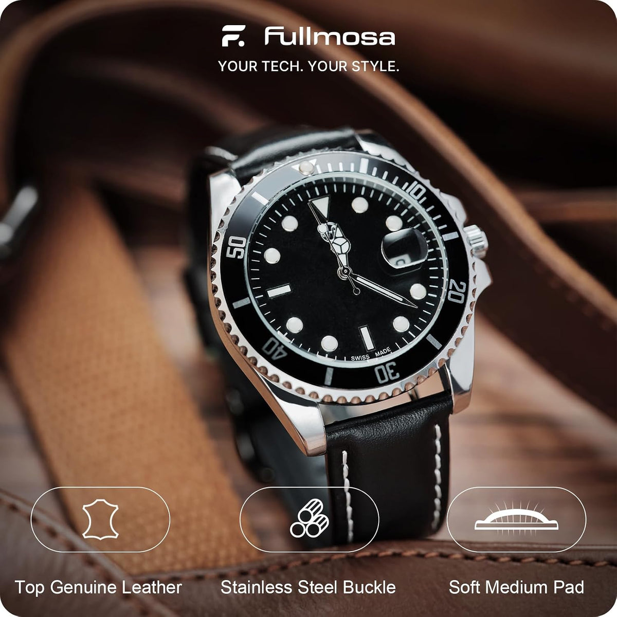 Quick Release Leather Watch Band
