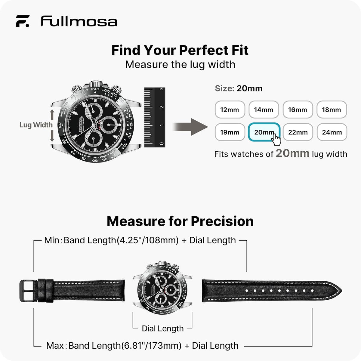 Quick Release Leather Watch Band