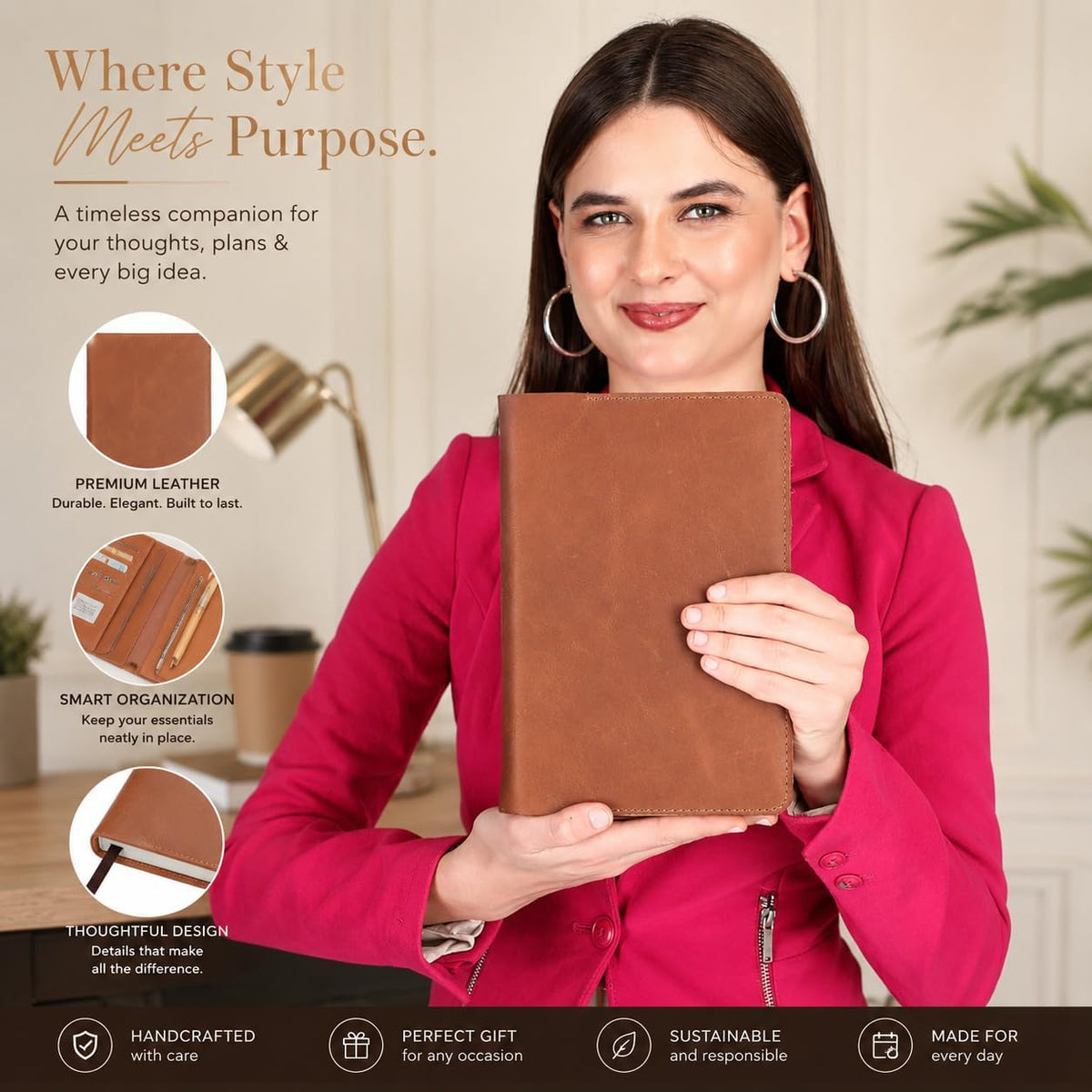 Refillable A5 Leather Journal Cover